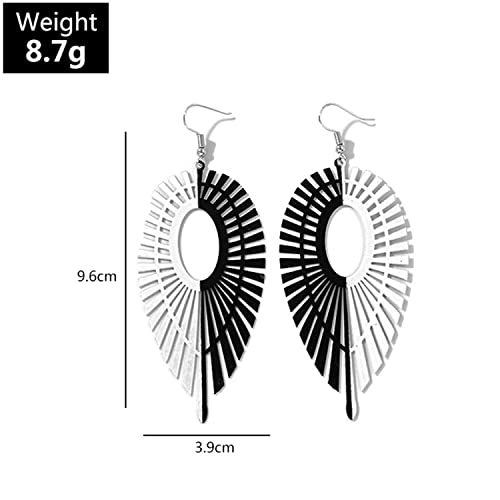 Unique Metal Hollow Personality black and white symmetry Leaf Earrings Bohemian Lightweight leaf Dangle Drop Geometric Earrings for Women Girls Charm Jewelry gift2