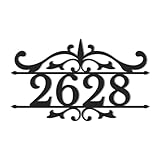 Personalized House Number Metal Sign, Custom Address Plaque, Decorative House Number Wall Art, Modern Floral Minimalist Design, Outdoor Decor for Front Door, Porch, Yard & Mailbox(Style-1)