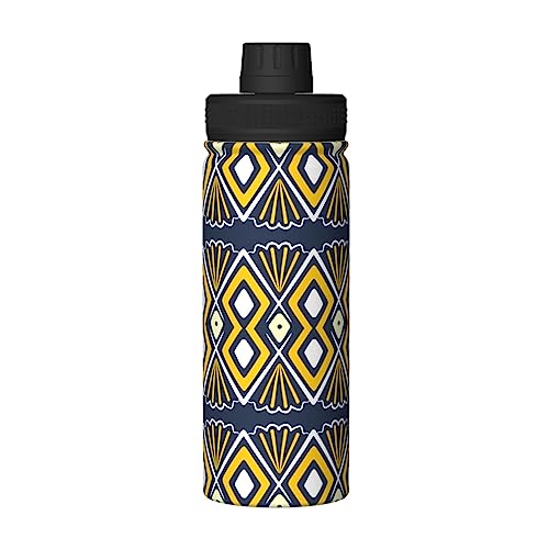 Hand Painted Ethnic Seamless Pattern Water Bottle 18OZ Stainless Steel