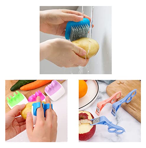 5 Pieces Fruit Vegetable Brush And Finger Peeler Set Vegetable Scrubbers Fruit Palm Peeler Kitchen Brush Set For Fruits, Potatoes, Cucumber, Kitchen Gadgets Set(Assorted Colors) #TOP1