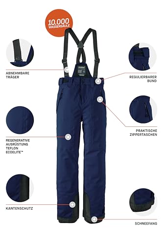 killtec Mädchen Skihose mit abzippbarem Latz und Kantenschutz Girls Skihose 242, dunkelnavy, 128, 43402-000