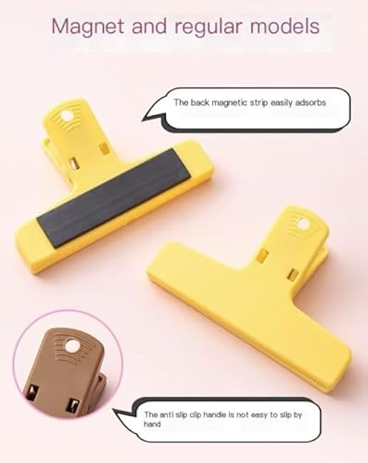 Magnetic Clip for Food Storage Versatile Refrigerator Magnetic Clips Bag Clips with Airtight Seal for Freshness Perfect for Chips and Snacks!£¨brown£©
