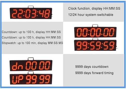 6 Inch Waterproof LED Race Timer Clock, Digital Countdown/Up Timer with Remote Control, 3 Brightness Levels, Perfect for Outdoor Marathons and Events