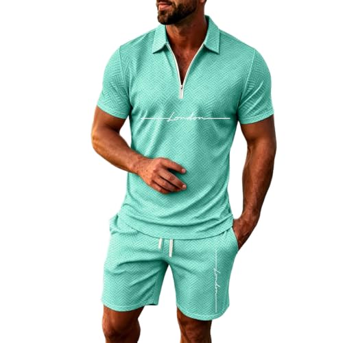 Survêtement de sport homme anti transpiration ensemble short respirant et haut zip