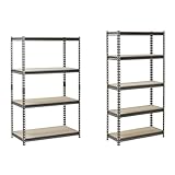 Muscle Rack UR361860PB4P-SV Silver Vein Steel Storage Rack, 4 Adjustable Shelves, 3200 lb. Capacity, 60' Height x 36' Width x 18' Depth & UR301260PB5P-SV Silver Vein Steel Storage Rack
