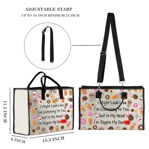 Zuo Bao Donuts Lover Tote Bag Donuts Coffee Gift Sippin My Dunkie Canvas Shopping Bag Coffee Lover Gift2