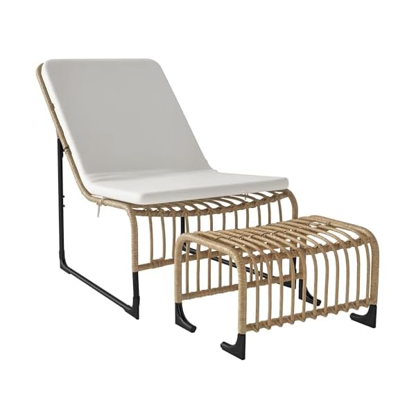Outsunny Rattan Relaxsessel mit Fußhocker und Kissen