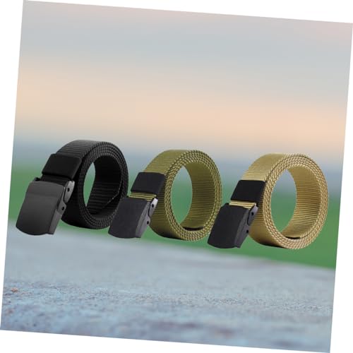 NOLITOY 3Pcs Quick Dry Canvas Belt Breathable Outdoor Style with Comfortable Plastic Buckle for Sports and Daily Wear Includes Green Khaki and Black4