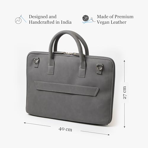 Image of Bellblock Sleek Messenger Laptop Bags For Men /Women Office Use | Travel Friendly With Luggage Strap | Office Bag For Man /Woman | Cotton Canvas | Olive Green (Upto 14 Inch)