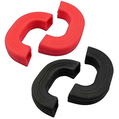 oupados 4 Pièces Support de Poignée Chaude en Silicone Poignées De Casserole Protect Anti Brûlure 2 Paires pour Cuisson Casserole Poêles Frire Plateaux de Four(Rouge, Noir) Cover