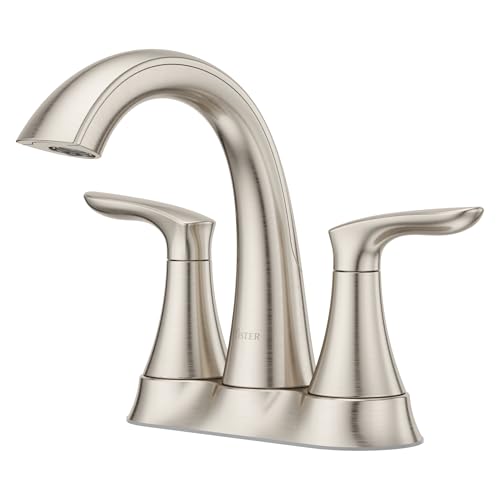 Pfister Weller Bathroom Sink Faucet, 4-Inch Centerset, 2-Handle, 3-Hole, Brushed Nickel Finish, LG48WRPK