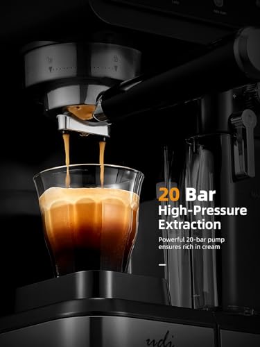 Image of UDI 20 Bar Espresso Machine, 9-in-1 Coffee Maker with Automatic Milk Frother & Detachable Milk Tank, One-Touch Cappuccino Latte Macchiato Americano Iced Espresso, Self-Cleaning Function for Home Use