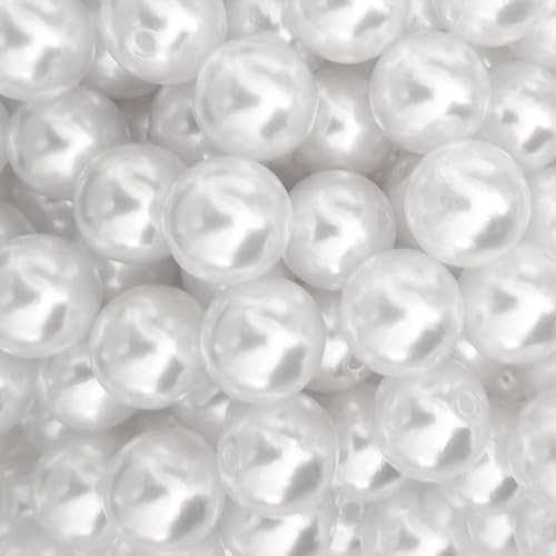 100Pcs 20mm White Pearl Beads, Big Size Loose Pearl Beads with Hole Faux Pearls Round White Beads for Jewelry Making DIY Craft Bracelets,Vase Fillers,Table Scatter Home Wedding Decoration