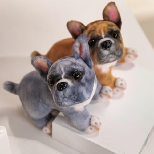Xiyocadt 22cm Französische Bulldogge Kuscheltier,Niedlich Französische Bulldogge Stofftier,Simuliertes Tier Hund,Kindliche Gesellschaft Trost Stofftier Spielzeug Geschenke für Jungen Mädchen (Grau)