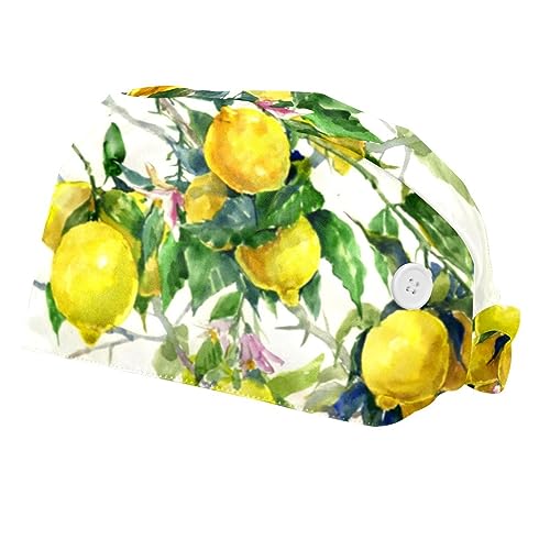 Chapeaux de travail ajustables VERED avec bandeau anti-transpiration motif citron lot de 2