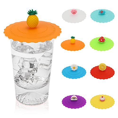 Coperchio Tazza Silicone, 8 Pezzi Coperchi per Tazza in Silicone, Riutilizzabili Silicone Copri Tazza Rotondi, per Caffè/Boccale di Birra/Tazza - anti-polvere - 10cm