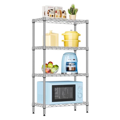 IZEUK 4 Tier Steel Storage Shelves, Heavy Duty Metal Shelf Wire S