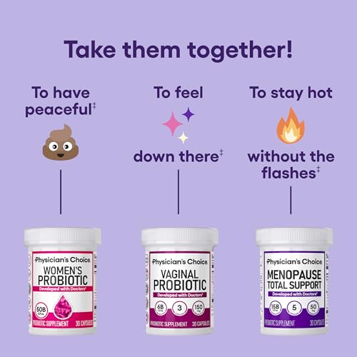 Image of Physician's CHOICE Menopause Probiotic Supplement for Women - Supports Hormone Balance, Hot Flashes, Night Sweats, Weight Management, Bloating & Gut Health - with Black Cohosh, Resveratrol+ - 45ct