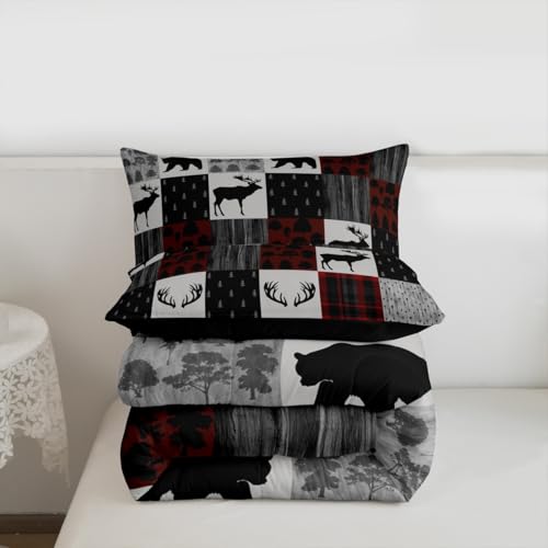 Image of Feelyou Moose Bedding Set Queen Size 3 Piece for Boys Girls Women Men
