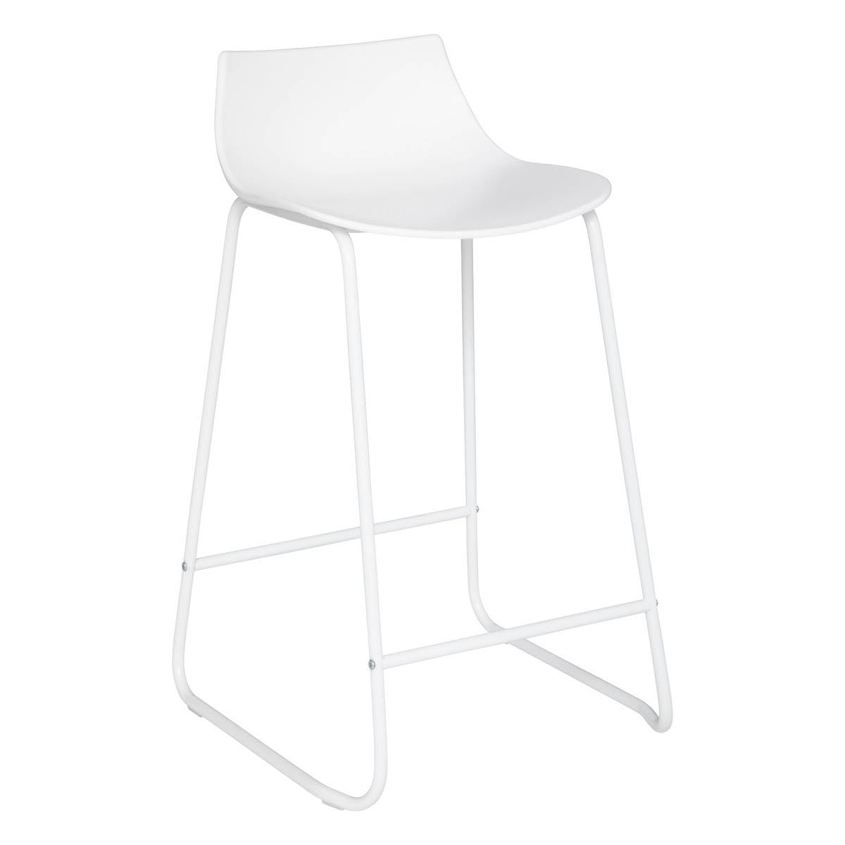 Tabouret de Bar Blanc Pieds en métal H 82 cm - Atmosphera
