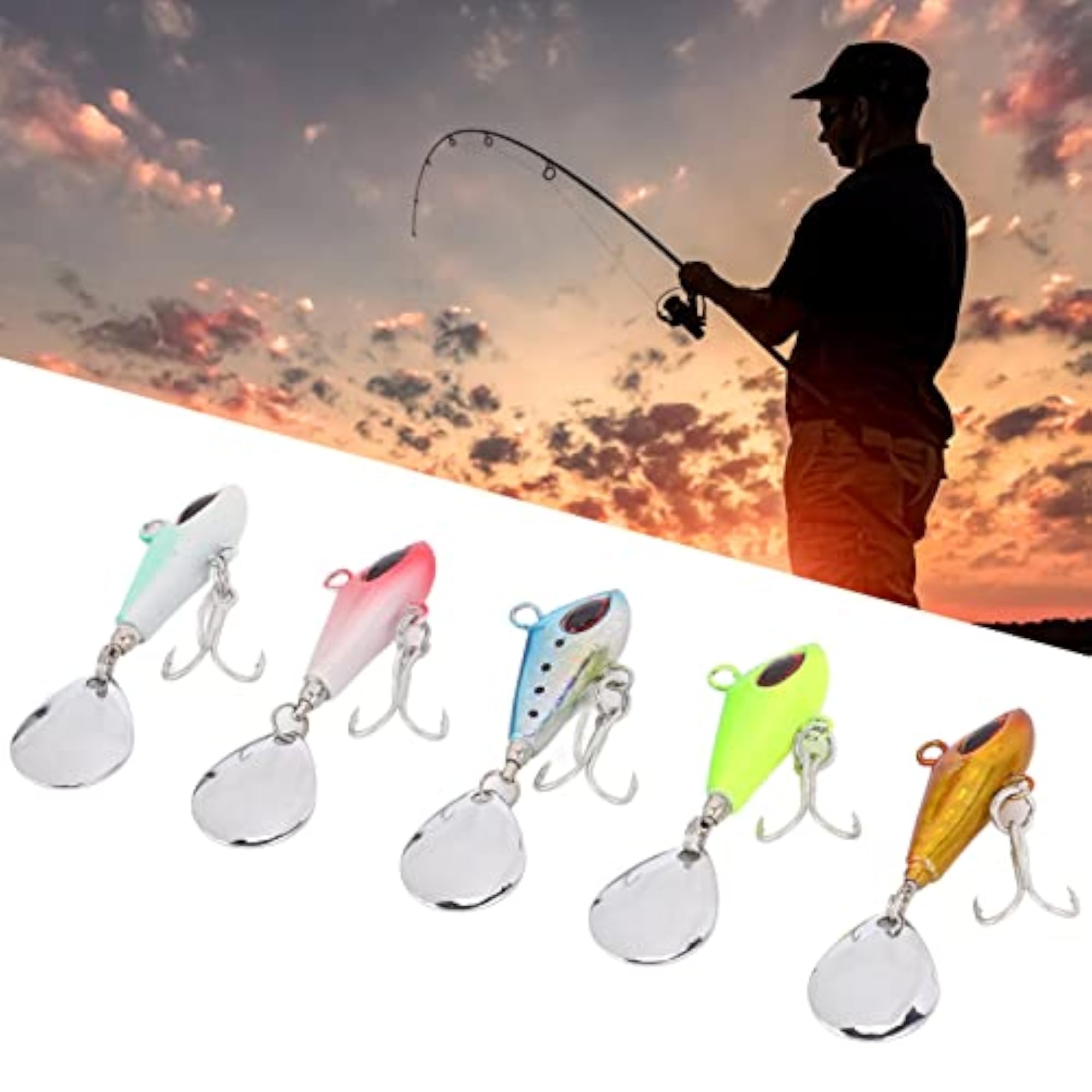 Fishing Lure Metal Bait with 3D Eyes, Anti-Corrosion