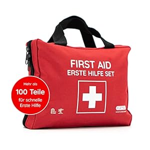 Erste-Hilfe-Tasche (103-teilig) mit Sofort-Kältekompressen, Rettungsdecke und Pflastersortiment/Erste Hilfe Set für…