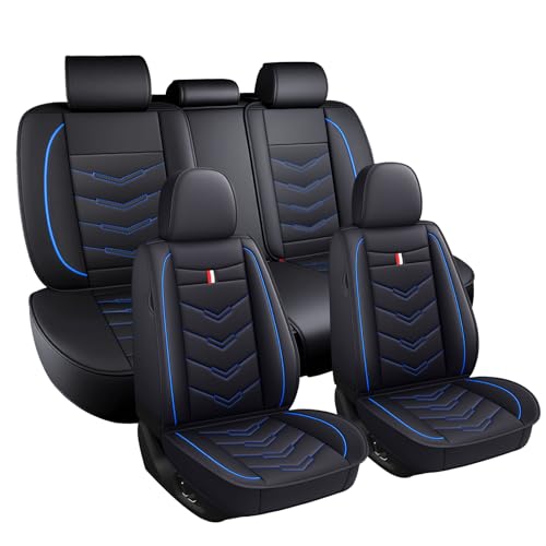 Image of Car Seat Covers Fit for GMC Terrain 2010-2026, Leather Seat Covers for Car, Waterproof Non-Slip Durable Car Seat Protector(5 Seats,Black Blue)
