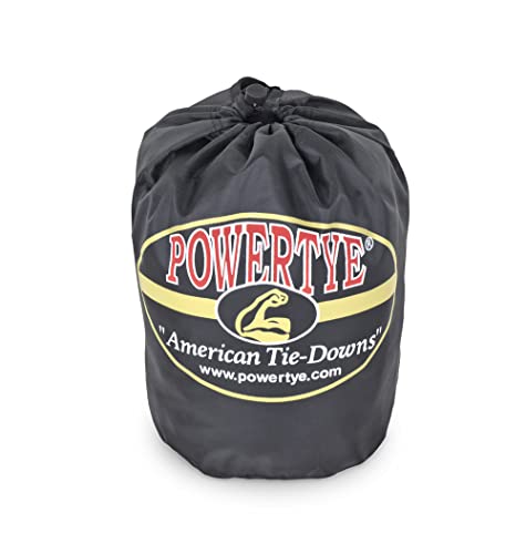 Image of PowerTye 1.5 inch x 10ft Extra Long Ratchet Tie Down Straps, Heavy Duty with Carabiner Hooks, Soft-Tye & Bag, for Motorcycle, ATV & Cargo - 1,000 lb WLL - Made in USA - Red /Black Pair