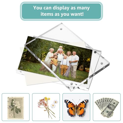 Miniatura 5 de Gbachoose 5 Marcos De Fotos Acrílicos De 10 X 15 Cm, Marco De Fotos Sin Marco, Cristal, Pantalla Transparente Para Fotos Familiares, Fotos De Bodas Y Fotos De Bebés