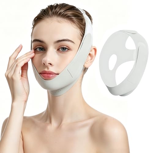 V-Line Face Lifting Chin Mask V Line Face Slimming Bandage Ergonomic 360 Lift Support Reusable Chin Cheek Contour Shaper for Day Night Wear Double Chin Reducer