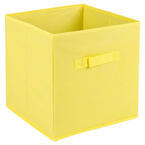 URBNLIVING Collapsible Storage Cube Drawer Box with Carry Handles (Yellow - Medium)