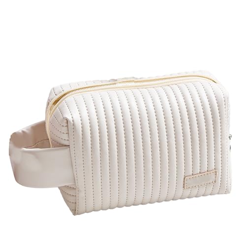 Borsa per il Trucco da Viaggio da Toilette con Chiusura a Cerniera Multitasche con Manico Portatile in PU Impermeabile