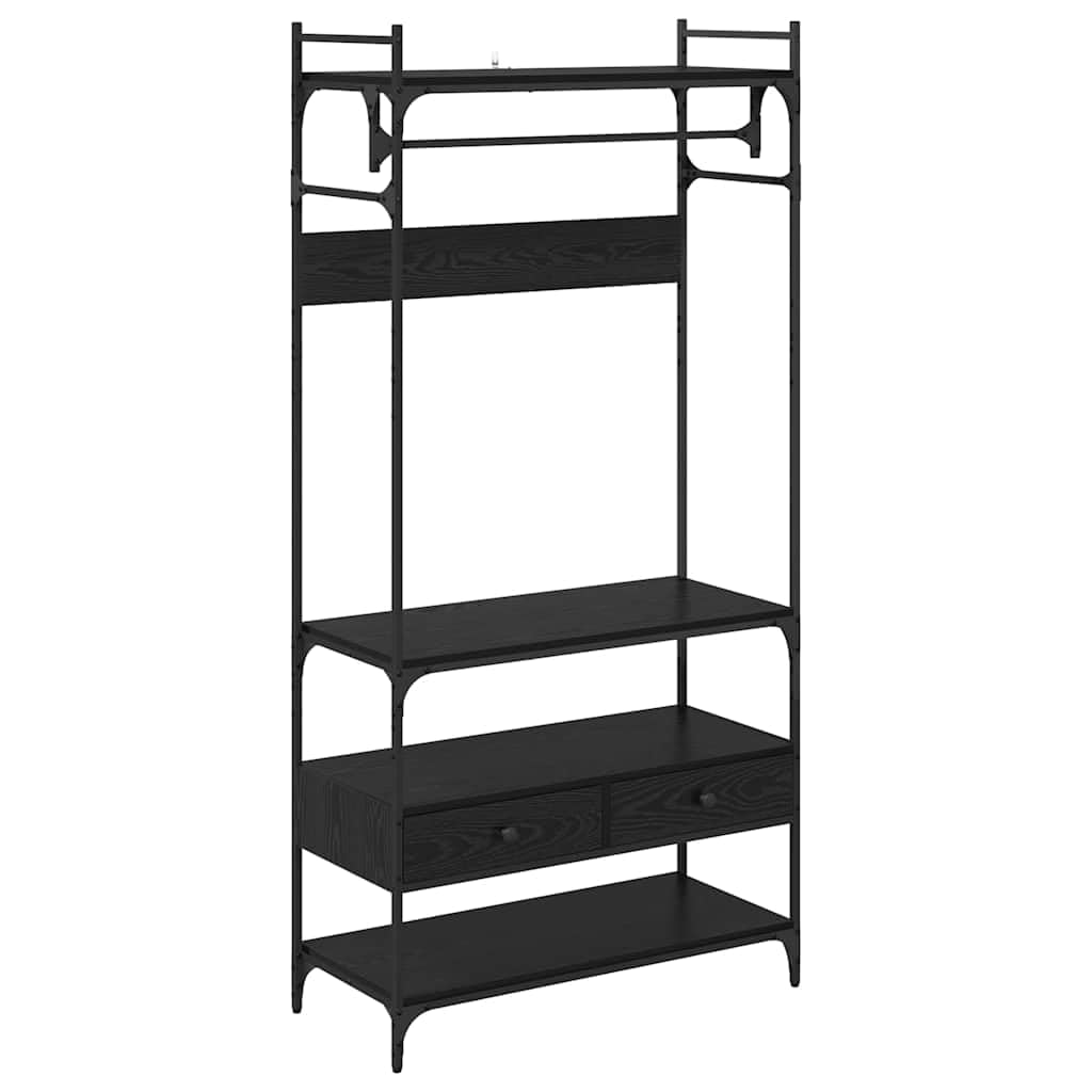 Garderoba Czarny Dab 89x39x184.5 cm Drewnopochodny Industrialny