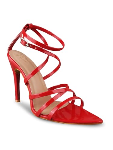 Image of JM LOOKS Fancy Pointed Toe Sandals: Stylish Stiletto Heels with Ankle Strap, Comfortable for Women & Girls