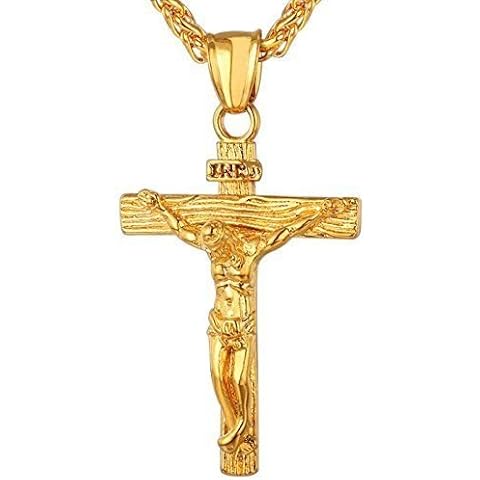 Gold Jesus Christ Necklace Cross Crucifix Pendant Cover