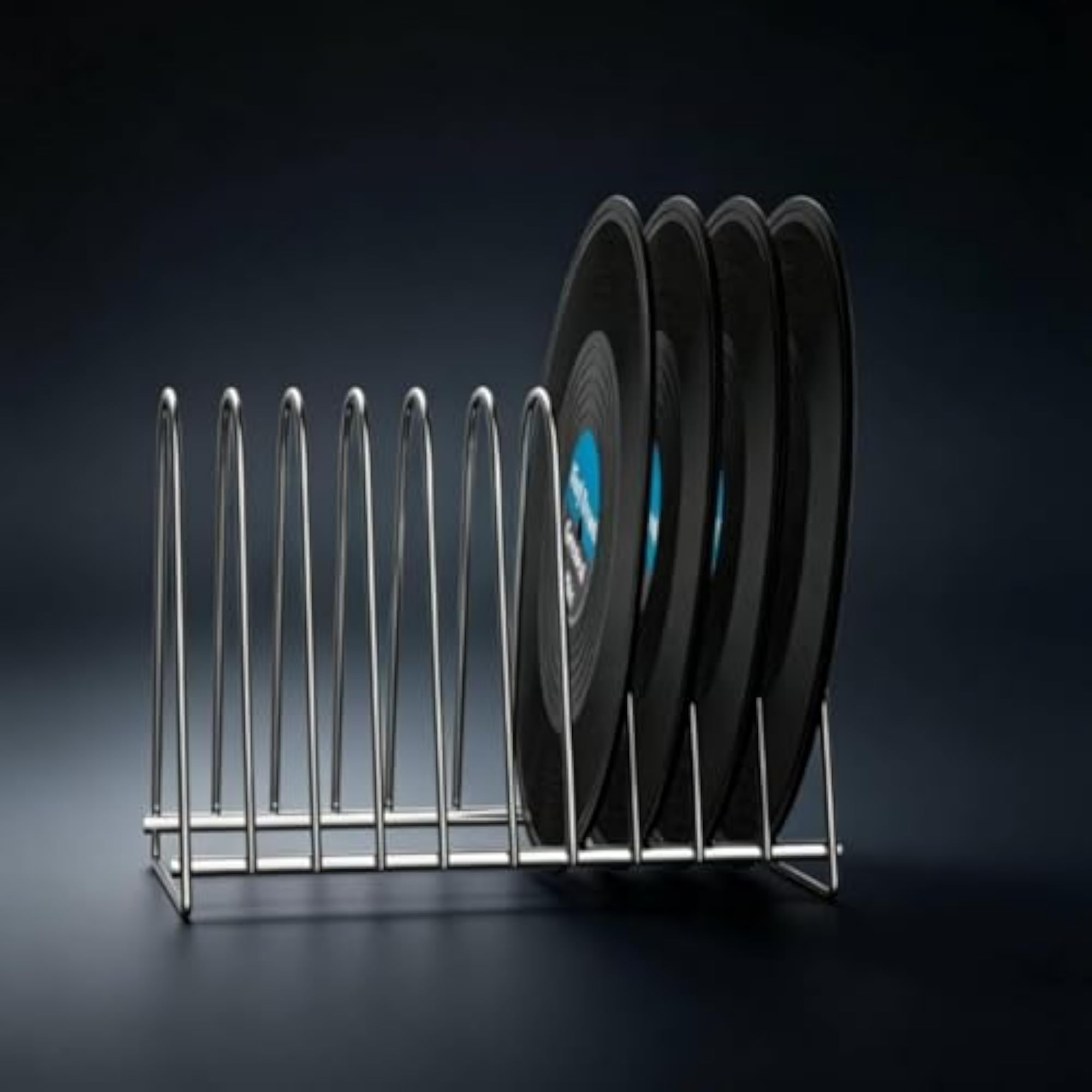 Desktop Media Storage Rack Stainless Steel Metal Record Storage