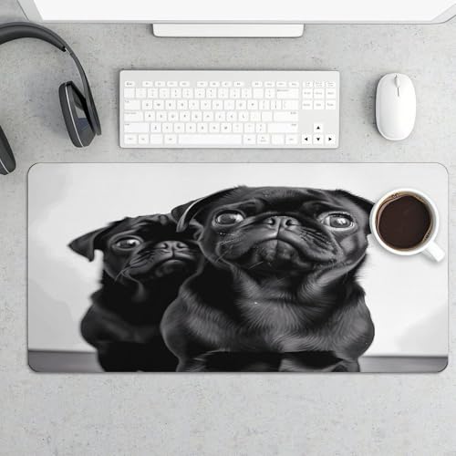 Alfombrilla de ratón grande de goma con diseño de perro pug miniatura 5
