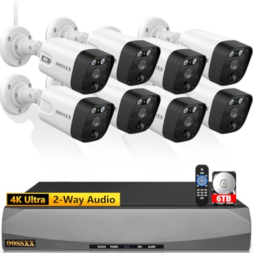 Image of (2026 Storage 90-Days) 4K PoE Security Camera System, 8CH 4K NVR with 8X 4K Dome Cameras, 130 Wide Angle, AI Human Detection, PIR Motion, 2-Way Audio, IP66 Waterproof, Free App, 6TB HDD Recording
