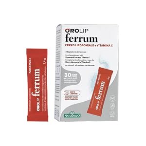 NATURANDO Orolip Ferrum Integratore Alimentare a Base di Ferro e Vitamina C con Tecnologia Liposomiale - 30 Stickpack Orosolubili - Gusto Lampone - Senza Glutine - Adatto a Vegani