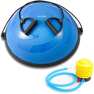 TECHMOO 23 Inch Half Balance Ball Trainer Yoga Exercise Ball Resistance Bands Pump