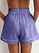 Dokotoo Women's Shorts Fashion Lace Trim Drawstring Elastic Waist Purple Short Pants Lightweight Loose Athletic Beach Cover ups Medium