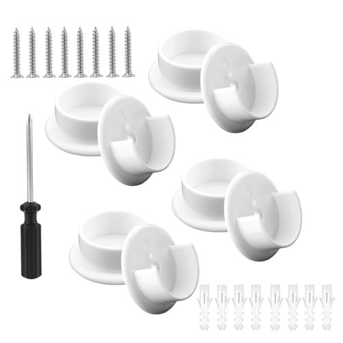 8uds Soporte para Barra de Armario, Blancos Plástico Soporte Tubo de Armario con Destornillador para Cortina Ducha 35mm Tienda Ropa