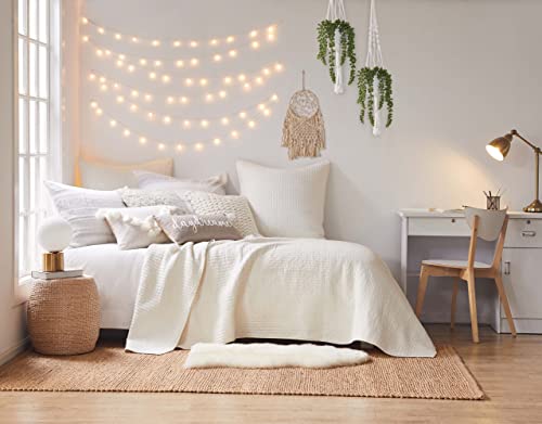 Levtex Home - Cross Stitch Cream Quilt Set - Twin/Twin XL Quilt + One Standard Pillow Sham - Cross Stitched Pattern - Quilt Size (68x86in.) and Pillow Sham Size (26x20in.) - Reversible - Cotton Fabric -  L14860GTS