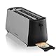Cloer 3710 Langschlitztoaster für 4 Toastscheiben, 1380 W, integrierter Brötchenaufsatz, Nachhebevorrichtung, Krümelschublade, mattiertes wärmeisoliertes Metallgehäuse