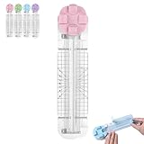 4 in 1 Paper Cutter, Duomiluo 4 Style Multi-Function Trimmer with Straight Wave Perforated Creasing Blades for Craft Paper Cardstock Photo Cutting, Scrapbooking Tools for DIY Art (Pink)