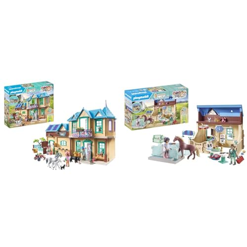 PLAYMOBIL Horses of Waterfall 71351 Waterfall Ranch, magisches Wasserfall-Paradies & Horses of Waterfall 71352 Reittherapie & Tierarztpraxis
