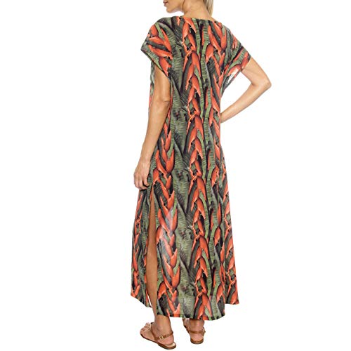 Saída de Praia Túnica Longa Aberta Helicônia Verde, Salgar Moda Praia (M)