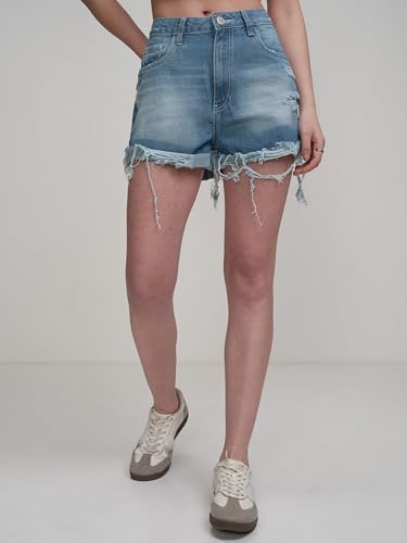 Image of Tokyo Talkies Women's Regular Fit Denim Shorts | Women Casual Shorts