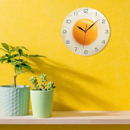 Horloge murale œuf poché silencieuse acrylique pour salon sans bruit