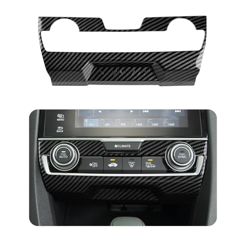 BRMYL Air Condiitioning Center Console Panel Decals for 2016-2021 Honda Civic 10th Gen Accessories ABS Carbon Fiber Stickers, NOT for The CAR with Warmer Buttons